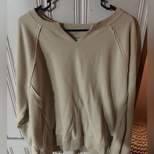 Tan American Eagle V Neck Sweatshirt